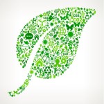 Leaf On Green Environmental Conservation and Nature Icon Pattern