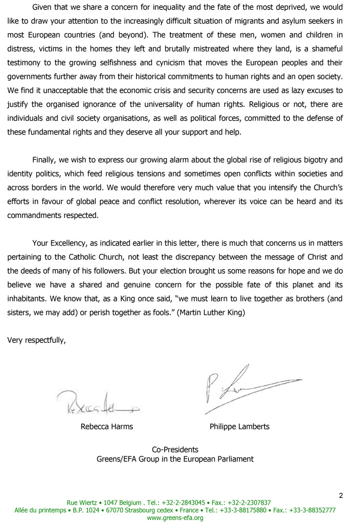Letter To Pope Francis 25.11.2014. Davor krlec